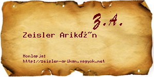 Zeisler Arikán névjegykártya